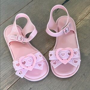 Mini Melissa Love Hearts Jelly Sandals in Light Pink - Size 12 girls